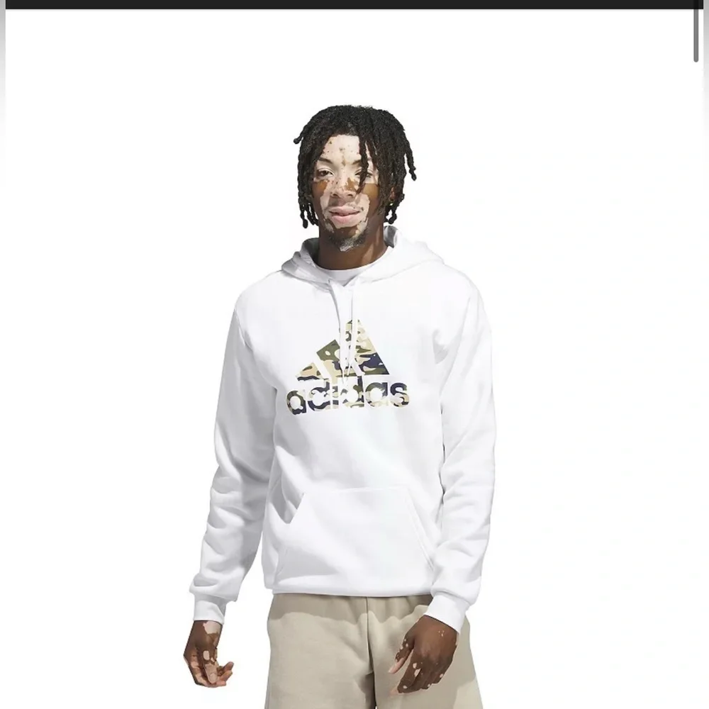 ADIDAS MENS WITHE HOODIE WITH CAMO LOGO
